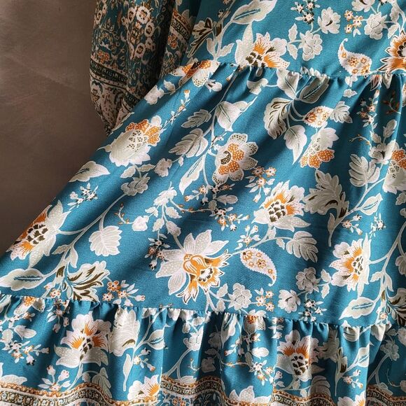 Band of the Free Floral Print Tiered Mini Dress Size L - Picture 4 of 10